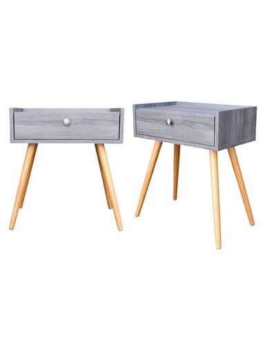 Juego de Buros Marsella o mesas de noche Hogare, Minimalistas, Fácil armado, Fabricado en melamina texturizada color Gris