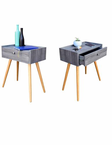 Juego de Buros Marsella o mesas de noche Hogare, Minimalistas, Fácil armado, Fabricado en melamina texturizada color Gris