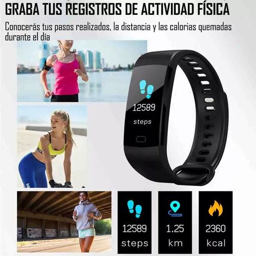 Smart Watch Band Y5 Inteligente Bluetooth Fitness Ip67 Android Smartband Azul.