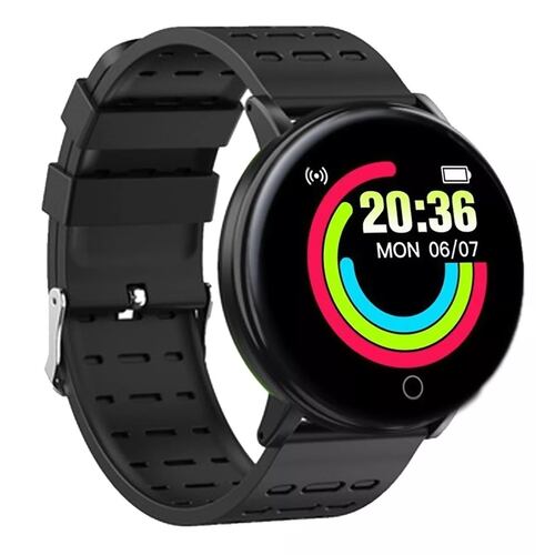 Reloj Inteligente Smartwatch 119 Plus Contra Agua Oxímetro Negro.