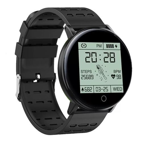 Reloj Inteligente Smartwatch 119 Plus Contra Agua Oxímetro Negro.