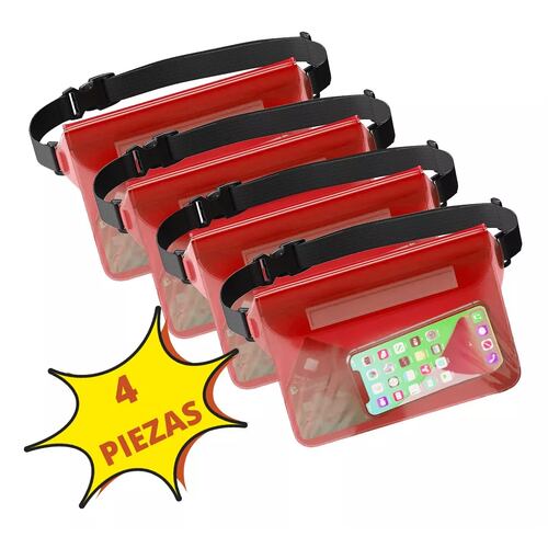 4 Bolsa Celular Impermeable Nadar Llave Mayoreo Cartera Agua Rojo