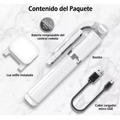 Palo Selfie Trípode Bluetooth Selfie Stick Control Remoto Negro.