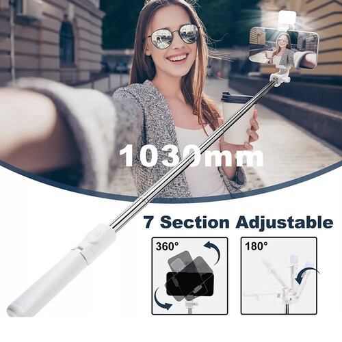 Palo Selfie Trípode Bluetooth Selfie Stick Control Remoto Negro.