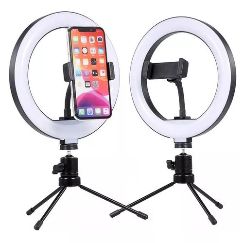 Aro De Luz Led 10 Pulgadas 26 Cm Con Tripié de escritorio Soporte Celular selfies .