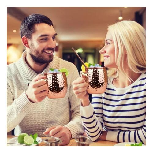 Tazas Moscow Mule Con 2 Popotes De Cobre, 500 Ml