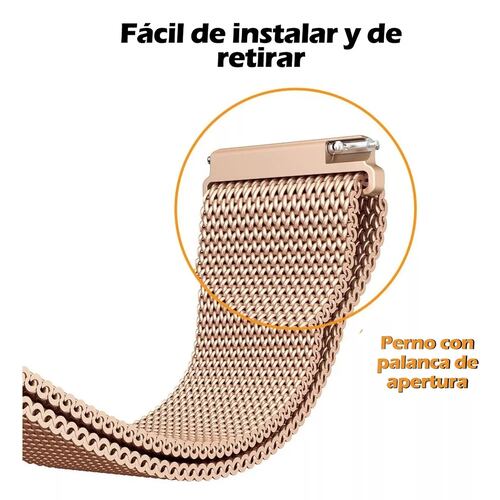 Correa Milanesa Malla Metálica Extensible Para Galaxy Active Dorada.