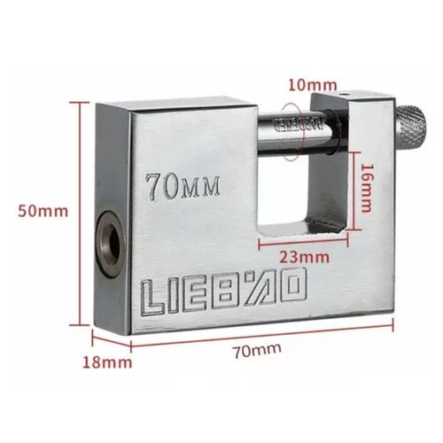 2pzs Candado Cortina Extra Seguridad Métálico 70mm Gris