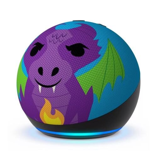 Amazon Echo Dot 5th Gen con asistente virtual Alexa para niños, Dragón.