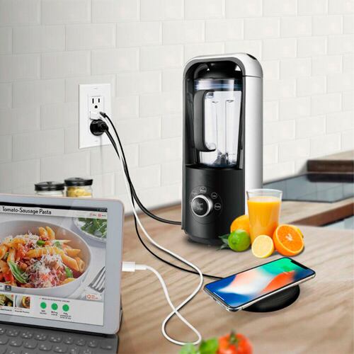 Contacto Duplex, 30W 15 A. Puertos USB y USB-C para dispositivos iOS y Android..