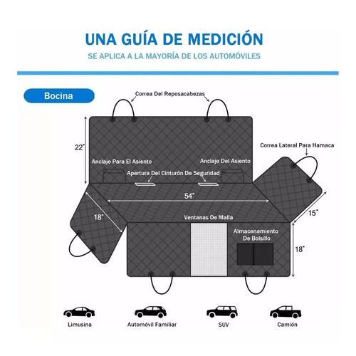 Funda Impermeable Cubre Asiento Para Mascotas Perro De Auto Negro