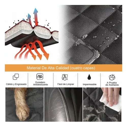 Funda Impermeable Cubre Asiento Para Mascotas Perro De Auto Negro