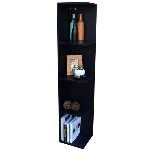 Mueble esquinero con Repisas Cuadradas Fabricado en Melamina Texturizada de Alta Resistencia, color Negro