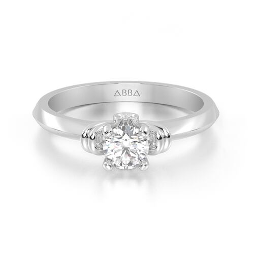 ANILLO DE COMPROMISO 10K ORO BLANCO CON PIEDRA CORAL ABBA JOYAS.
