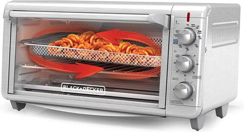 Horno Tostador Black and Decker con Freidora de Aire Plateado TO3217SS