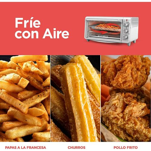 Horno Tostador Black and Decker con Freidora de Aire Plateado TO3217SS