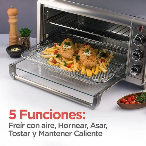 Horno Tostador Black and Decker con Freidora de Aire Plateado TO3217SS