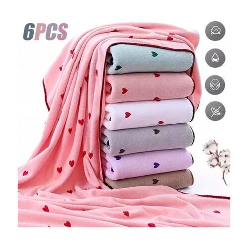 Juego De Toalla Baño Lana Coral Suave De Alta Densidad 6 Pcs