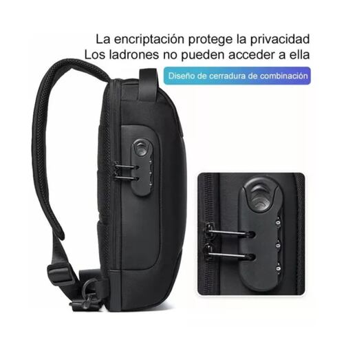 Bolso Bandoler De Pech Para Hombre Con Puert De Carg Usb Negro
