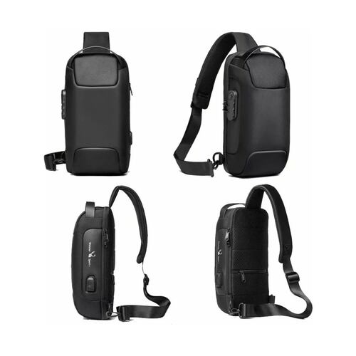 Bolso Bandoler De Pech Para Hombre Con Puert De Carg Usb Negro