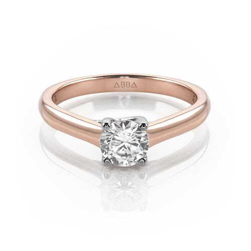 ANILLO DE COMPROMISO SOLITARIO 14K ORO ROSA CON PIEDRA UNIÓN ABBA JOYAS.