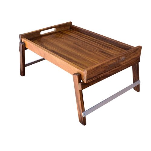 Mesa para Cama de Madera de Parota Hogare Mesa  para Alimentos Patas Plegables Diseño Artesanal Resistente Duradera 