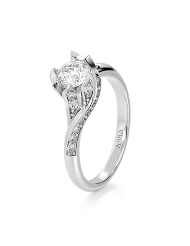 ANILLO DE COMPROMISO 14K ORO BLANCO CON PIEDRA BELLA ABBA JOYAS.