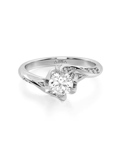 ANILLO DE COMPROMISO 14K ORO BLANCO CON PIEDRA BELLA ABBA JOYAS.