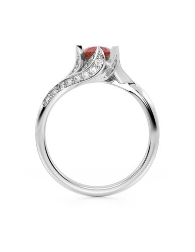 ANILLO DE COMPROMISO 10K ORO BLANCO CON PIEDRA ROJA BELLA ABBA JOYAS.