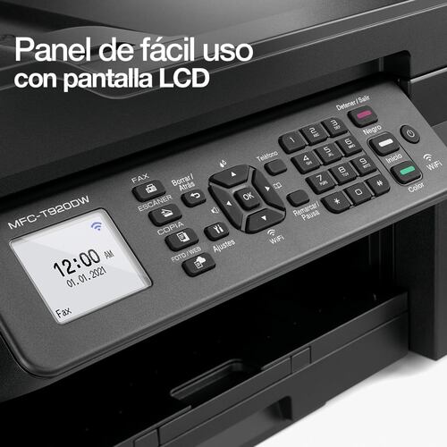 Impresora Multifuncional Brother InkBenefit Tank MFC-T920DW con Sistema de Tinta Continua, Color, Cama Carta, Wi-Fi.