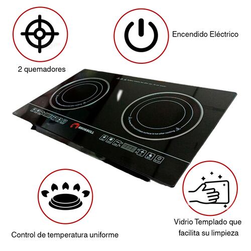 Parrilla Estufa 2 Dos Quemadores Electrica Tactil Shorbull