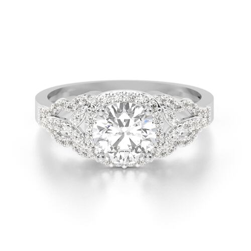ANILLO DE COMPROMISO 10K ORO BLANCO CON PIEDRAS KARENINA ABBA JOYAS.