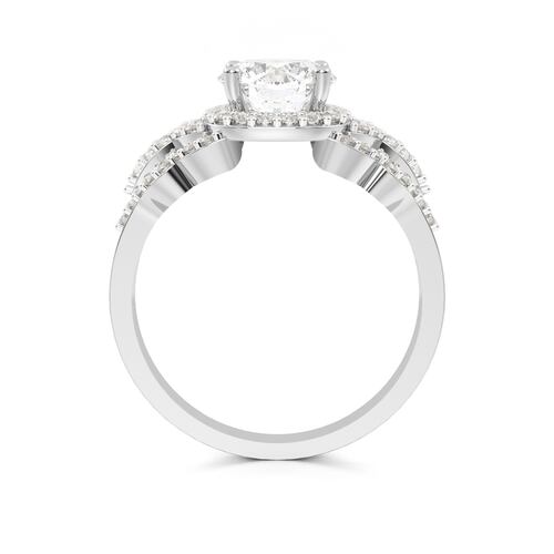 ANILLO DE COMPROMISO 10K ORO BLANCO CON PIEDRAS KARENINA ABBA JOYAS.