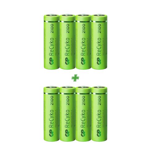 Pilas Baterías Recargables GP tamaño AA de 2,100mAh 8 piezas