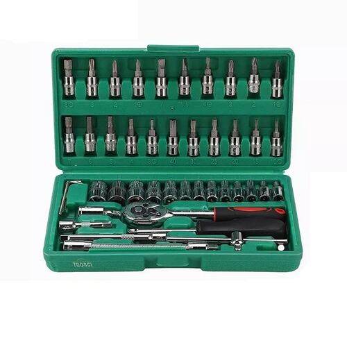 Kit De Herramientas Mecanica 46 Pz Con Desarmador Y Matraca.