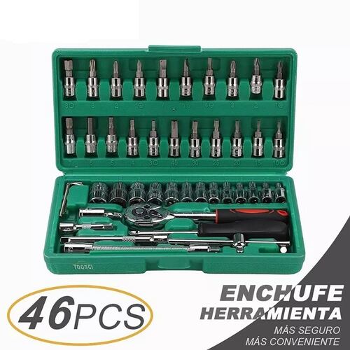 Kit De Herramientas Mecanica 46 Pz Con Desarmador Y Matraca.