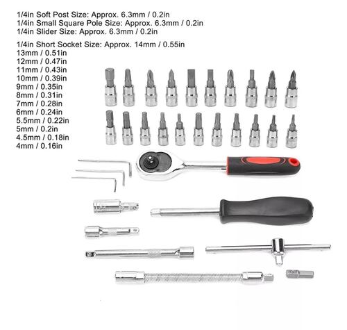 Kit De Herramientas Mecanica 46 Pz Con Desarmador Y Matraca.