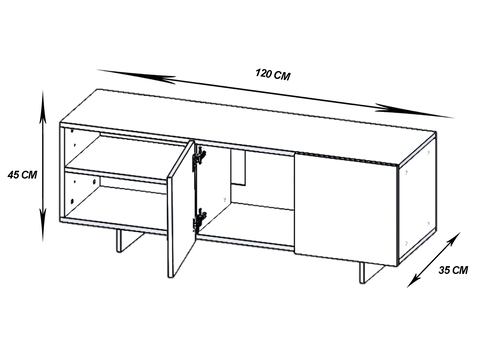 Mueble para TV Suecia, Centro de Entretenimiento Diseño moderno, Amplios espacios, 1 puerta, Con Patas de Madera Color Gris