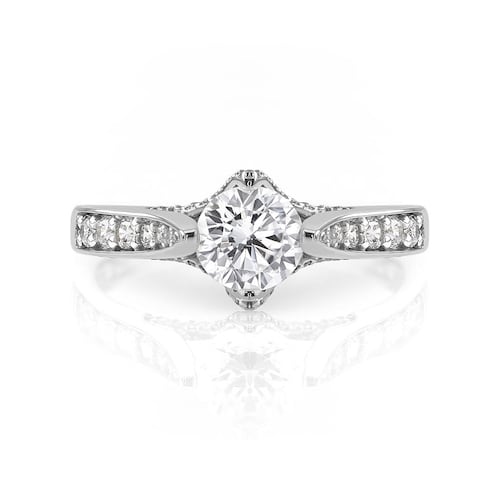 ANILLO DE COMPROMISO 14K ORO BLANCO CON PIEDRA STELLA ABBA JOYAS.