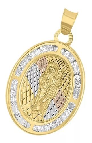 Medalla Oval San Judas Tadeo Rayos En Oro De 14 K + Obsequio