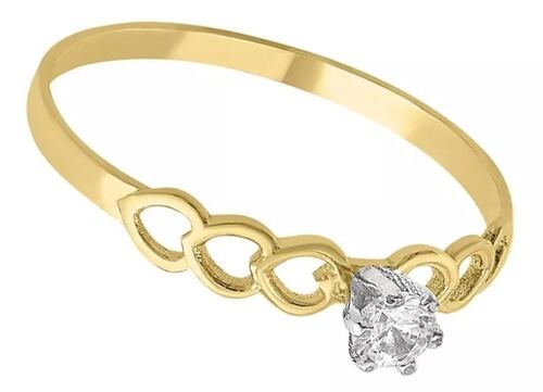 Anillo Solitario Corazones En Oro De 14 K + Obsequio + Envio