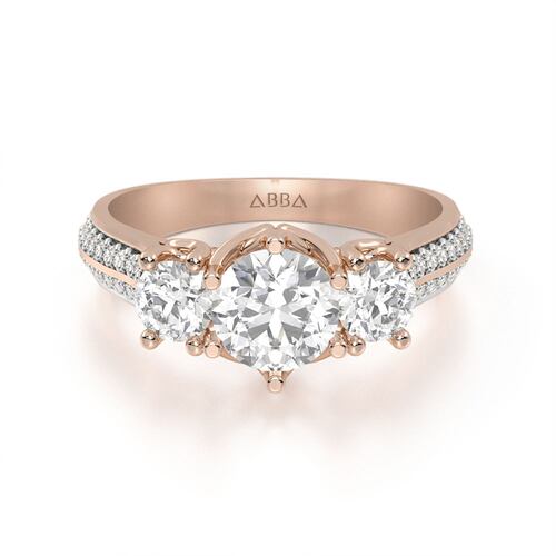 ANILLO DE COMPROMISO 10K ORO ROSA CON PIEDRA EMY ABBA JOYAS.