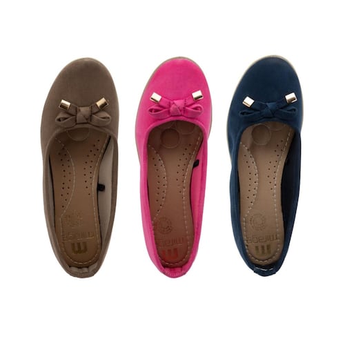 Kit de 3 pares de ballerinas con moño para mujer, marca Mirage, mod. 1088107