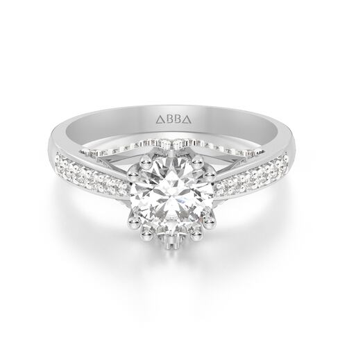 ANILLO DE COMPROMISO 10K ORO BLANCO CON PIEDRA EVA ABBA JOYAS.