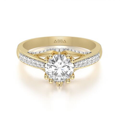 ANILLO DE COMPROMISO 14K ORO AMARILLO CON PIEDRA EVA ABBA JOYAS.