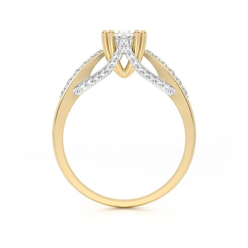 ANILLO DE COMPROMISO 14K ORO AMARILLO CON PIEDRA EVA ABBA JOYAS.