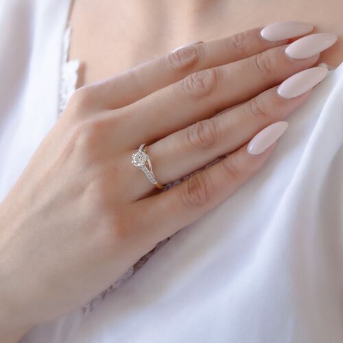 ANILLO DE COMPROMISO 14K ORO AMARILLO CON PIEDRA EVA ABBA JOYAS.