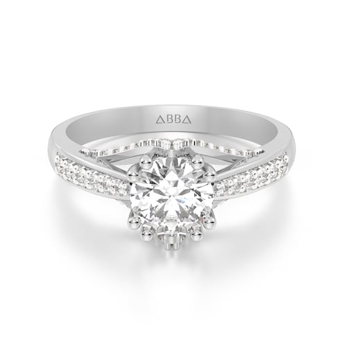 ANILLO DE COMPROMISO 14K ORO BLANCO CON PIEDRA EVA ABBA JOYAS.