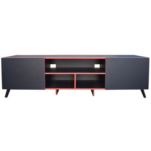 Mueble para TV 80 pulgadas, Centro de entretenimiento Europa Hogare, Rack para TV,  Repisas ajustable, Elaborado en melamina, Fácil armado, Color Negro Rojo
