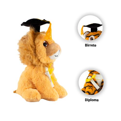 Regalo Peluche de Leon Graduación para Ella o El, Peluche Suave con birrete de graduación Diploma, Clase de 2023